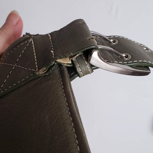 Olive Leather TIGNANELLO Saddle Bag Shoulder Purse - Picture 15 of 15